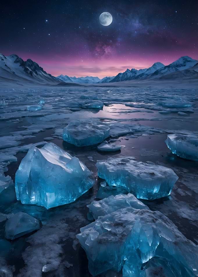 Frozen Lake Under Stars