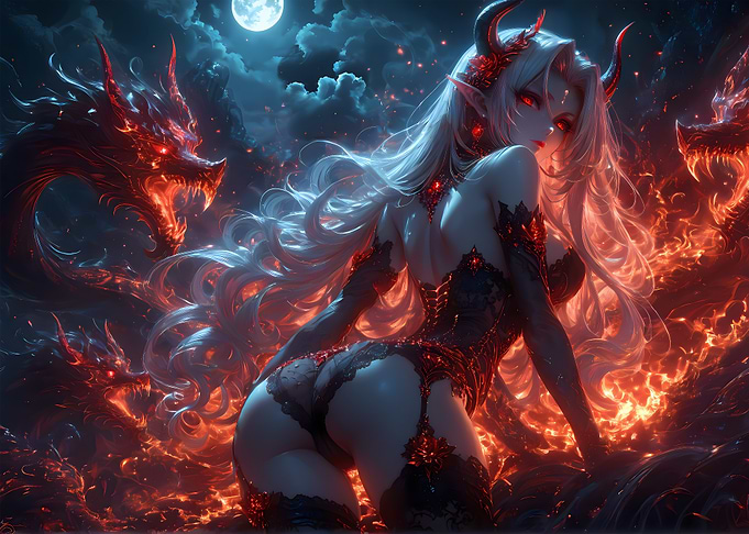 Demoness with Dragons