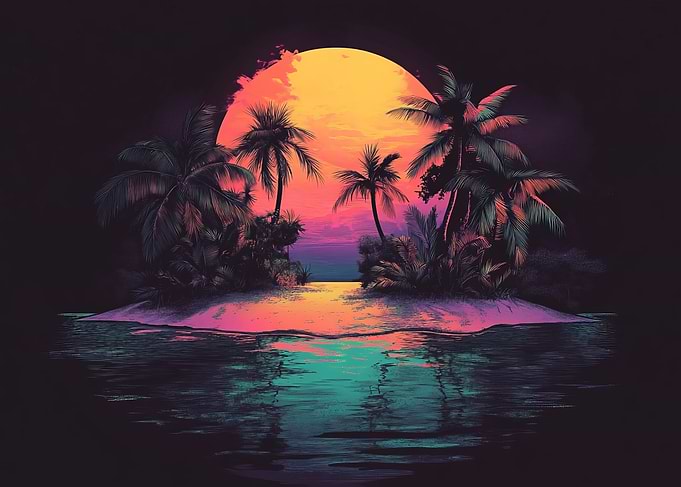Tropical Sunset Island