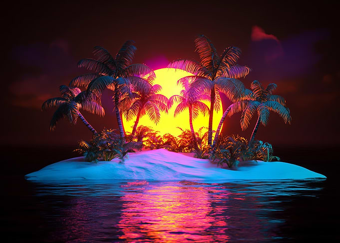 Tropical Sunset Island