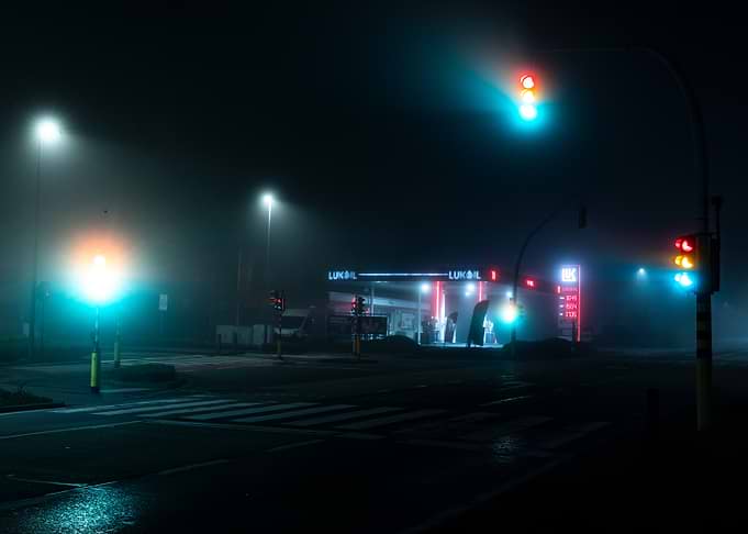 Lukoil Gas Station at Night