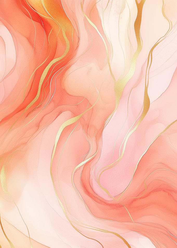 Abstract Coral & Gold Art