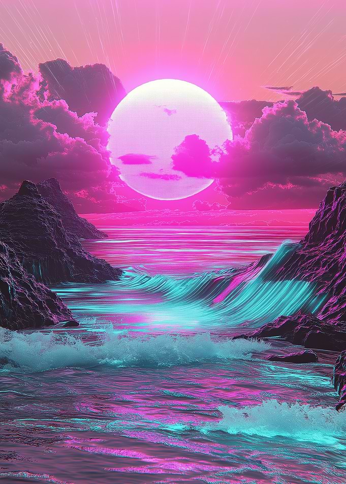 Neon Sunset Seascape