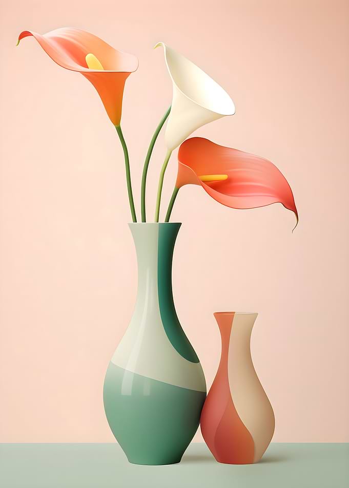 Pastel Calla Lilies in Vases