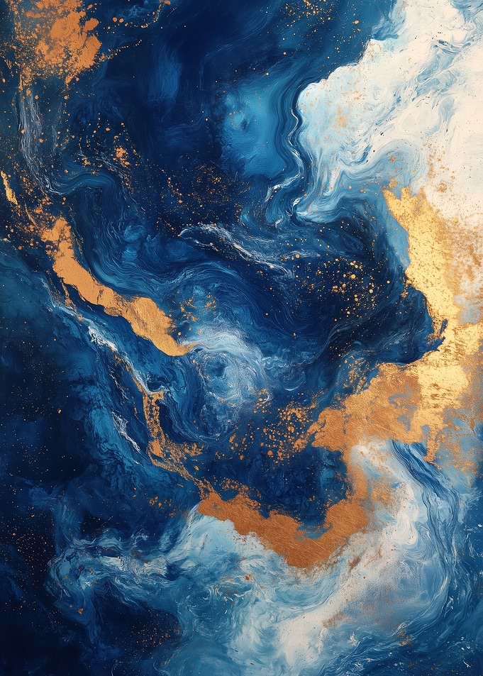 Abstract Blue and Gold Swirls