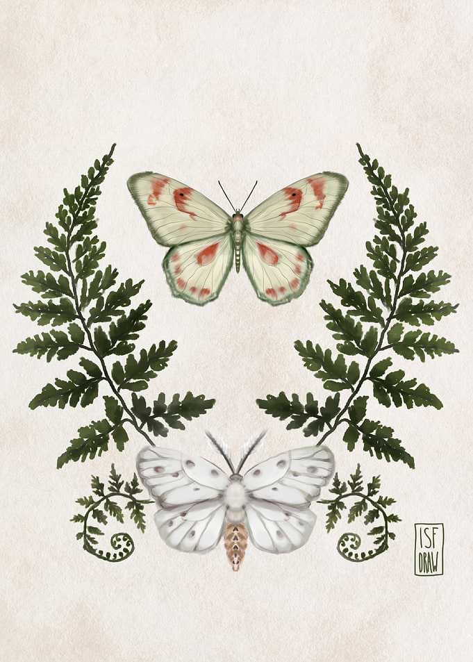Fern and Butterfly Watercolor