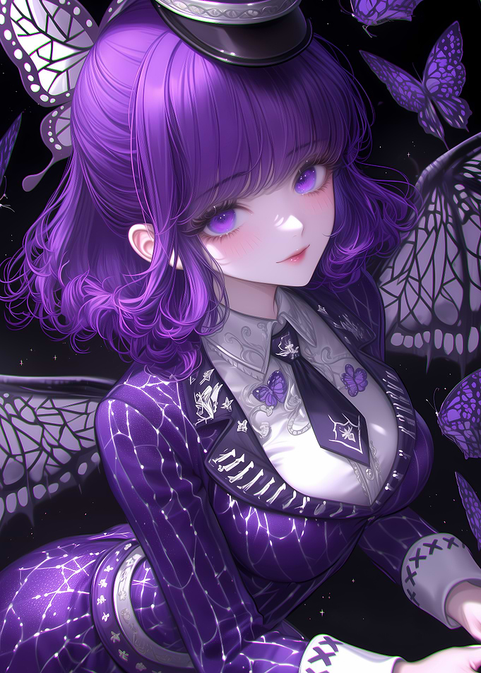 Purple Anime Girl with Butterfly Wings
