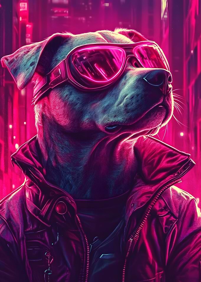 Dog and Neon City