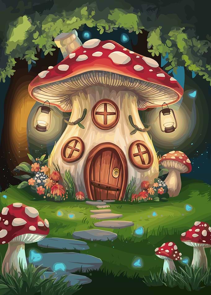 Mushroom House in Forest