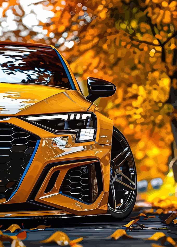 Yellow Audi in Autumn