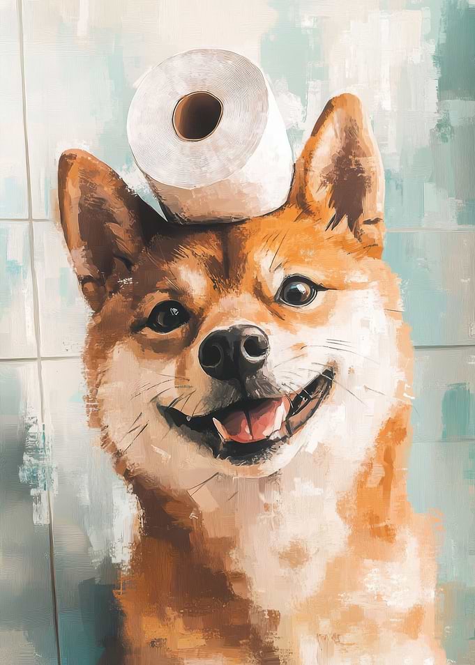 Dog with Toilet Paper