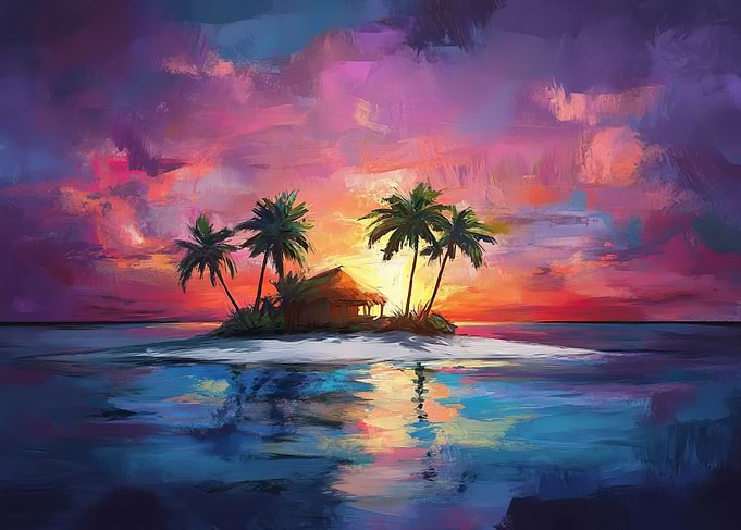 Tropical Sunset Island