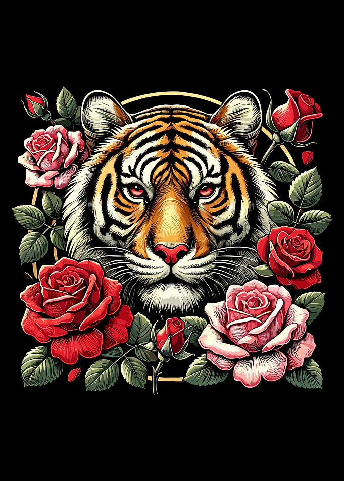 Tiger and Roses