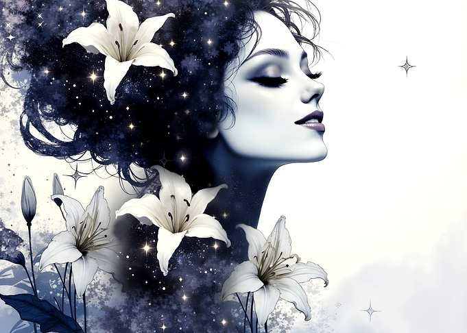 Woman with Starry Hair