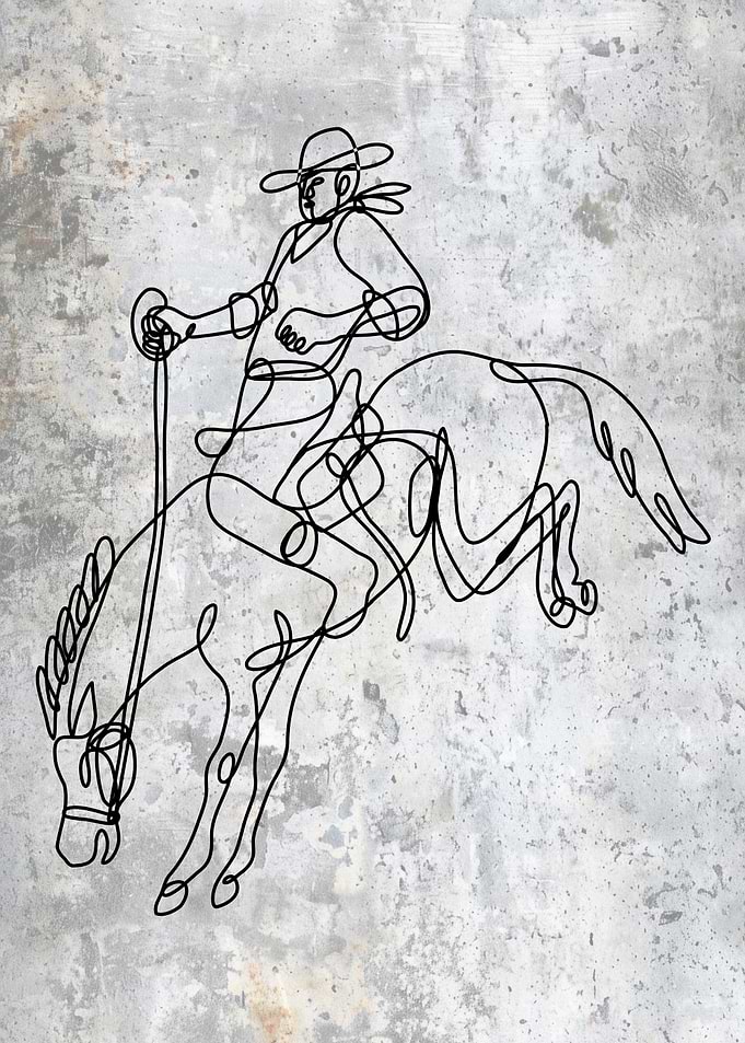 Bronc Rider Line Art