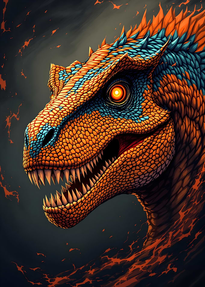 Fiery Dinosaur Portrait