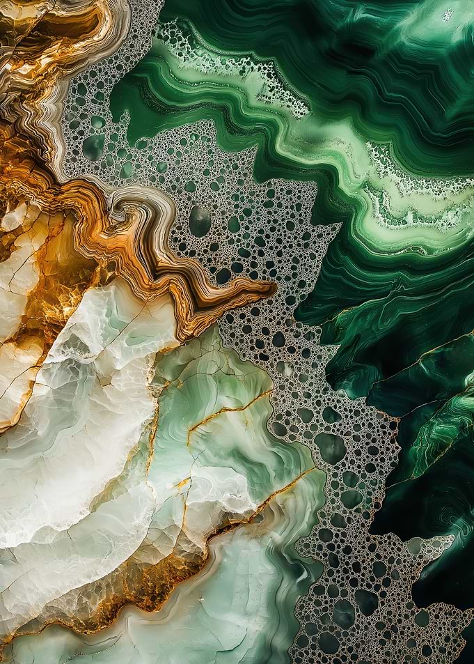 Abstract Green and Gold Marble