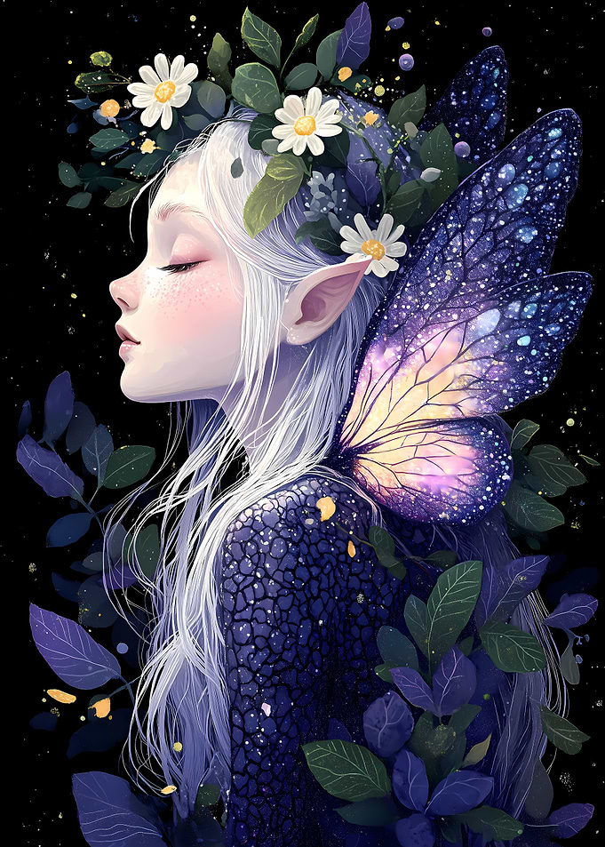 Fairy with Galaxy Wings Anime Girl