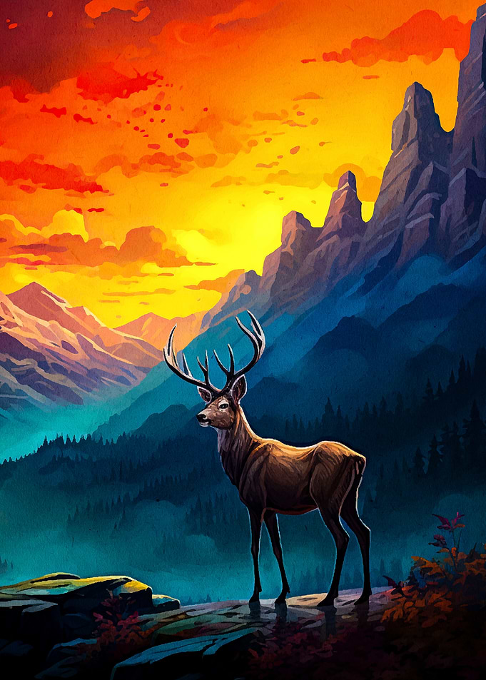 Majestic Deer Sunset