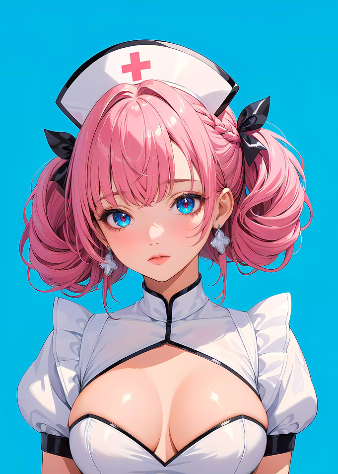 Sexy Anime Nurse Babe with Pink Hair
