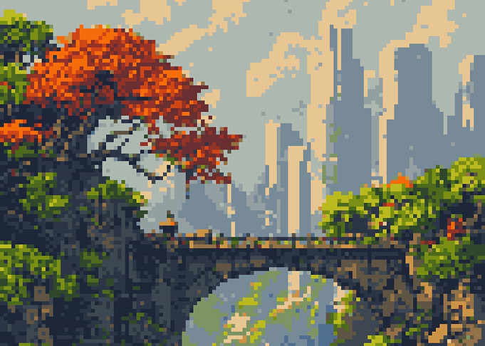 Pixel Art Cityscape