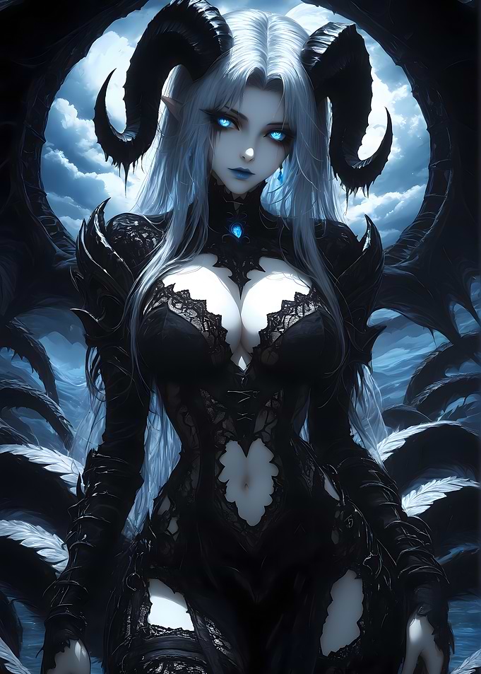Demoness with Blue Eyes