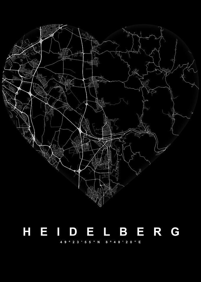 Heidelberg City Map Heart