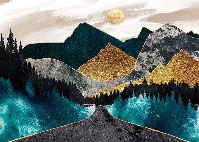 Golden Mountain Landscape