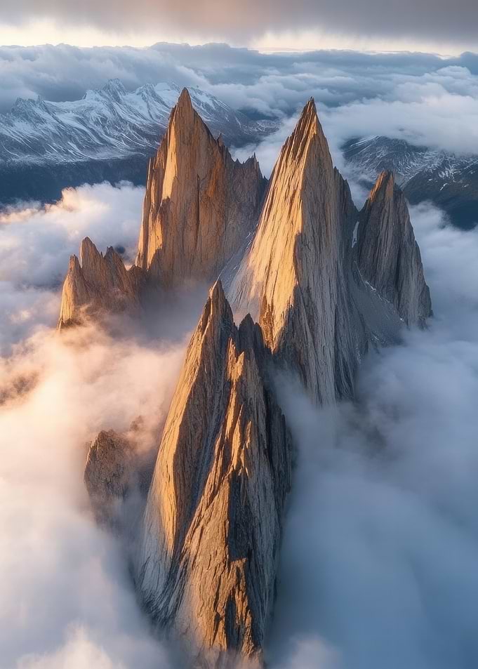 Mountain Peaks in Clouds