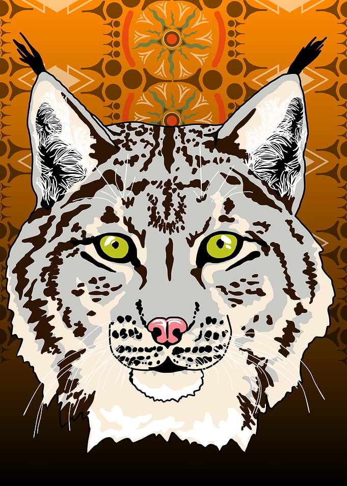 Lynx Portrait (Yellow)