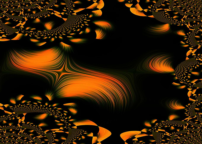 Abstract Orange and Black Design Dynamic Waves Pattern
