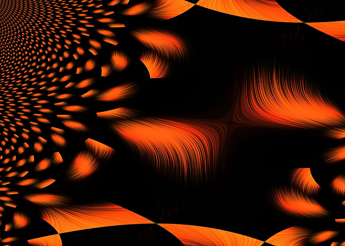 Abstract Orange and Black Design Dynamic Fractal Pattern