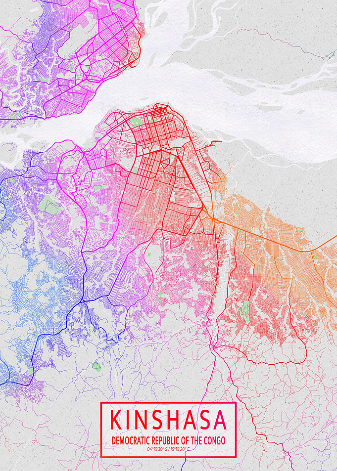 Kinshasa City Map DR Congo Colorful