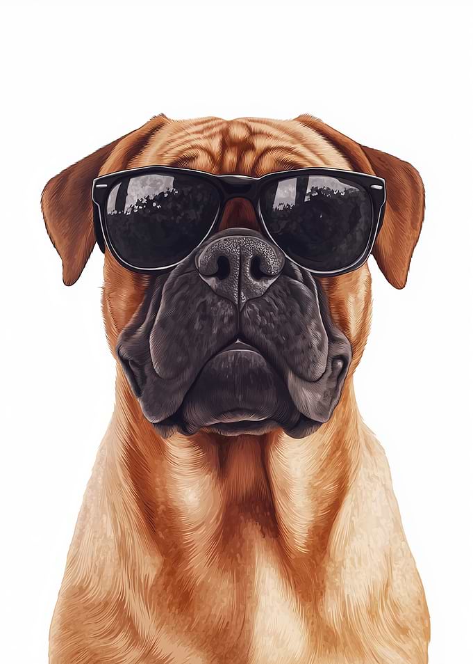 Bullmastiff Dog with Sunglasses