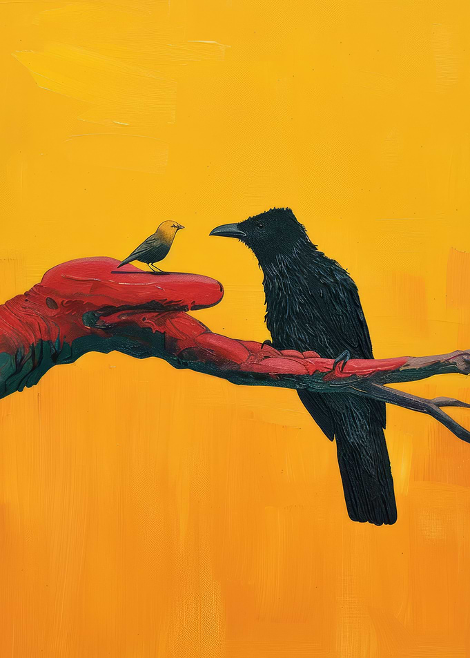 Crow and Small Bird