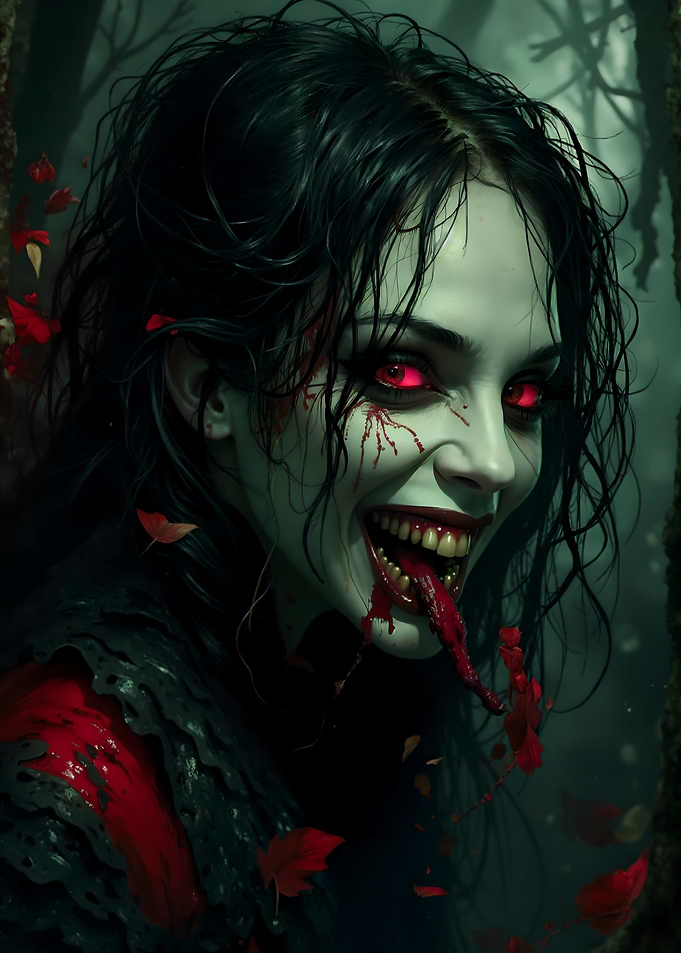 Vampire Woman with Red Eyes