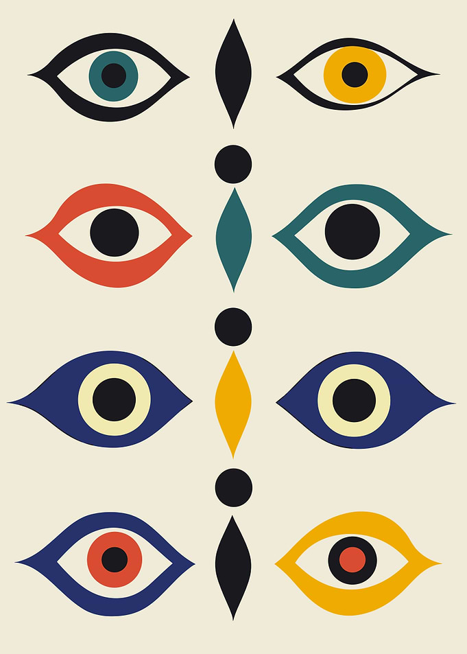 Original Colorful Evil Eye Art