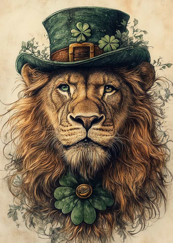 Lion in a Leprechaun Hat