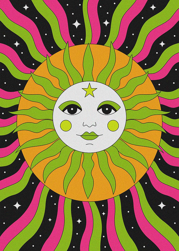 Psychedelic Sun and Stars