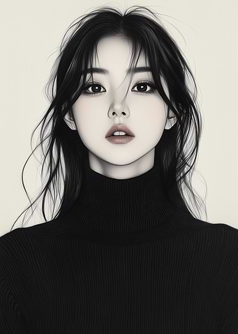 Beautiful Asian Girl Painting