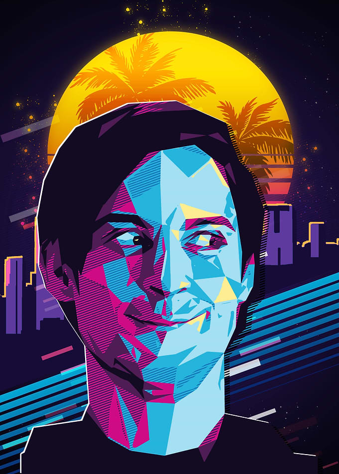 Retro 80s Man Portrait