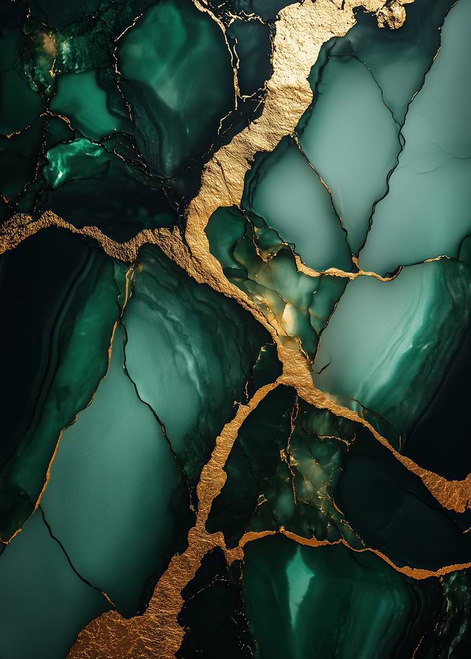 Emerald & Gold Abstract Art