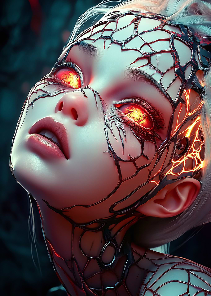 Cyberpunk Woman with Glowing Eyes