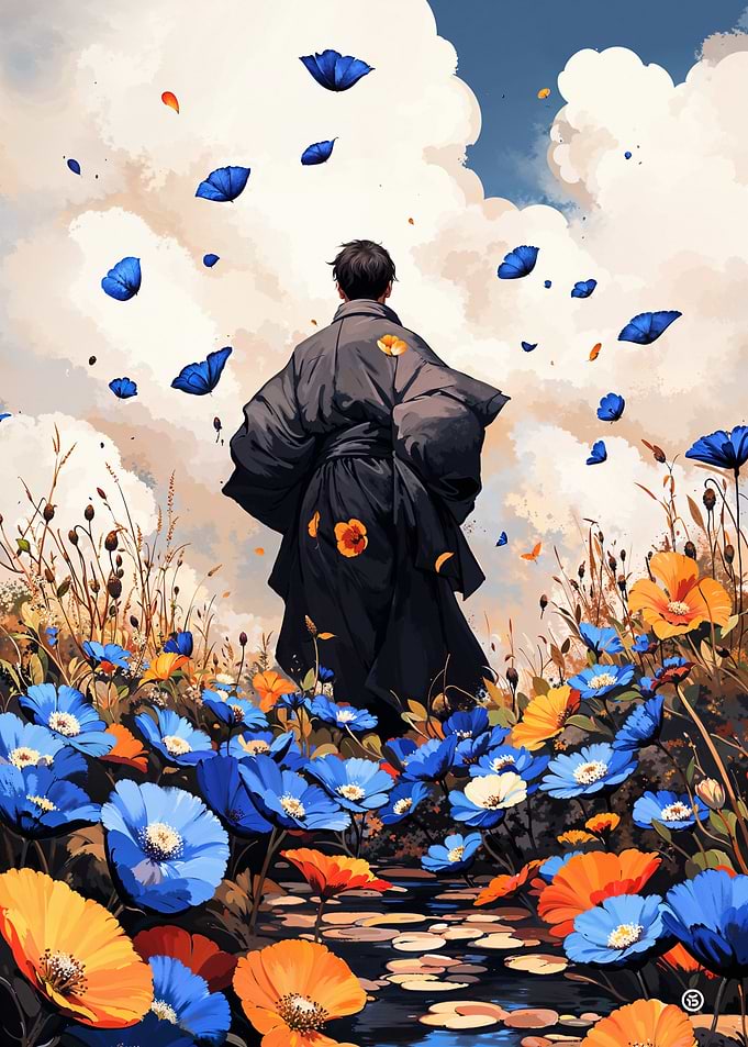 Samurai in Field of Flowers