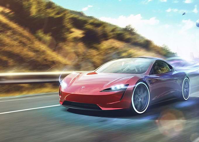 Red Tesla Roadster