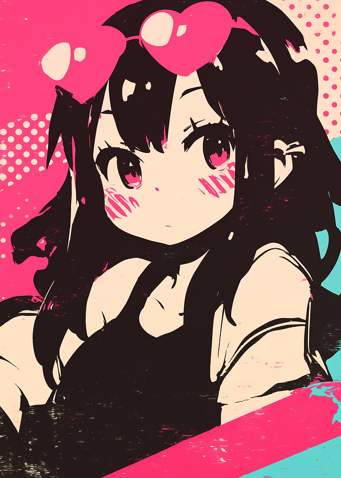 Anime Girl with Heart Sunglasses