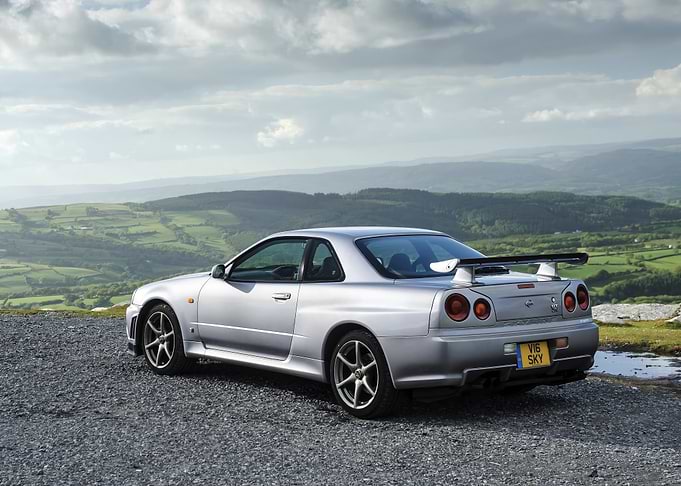 Silver Nissan Skyline R34