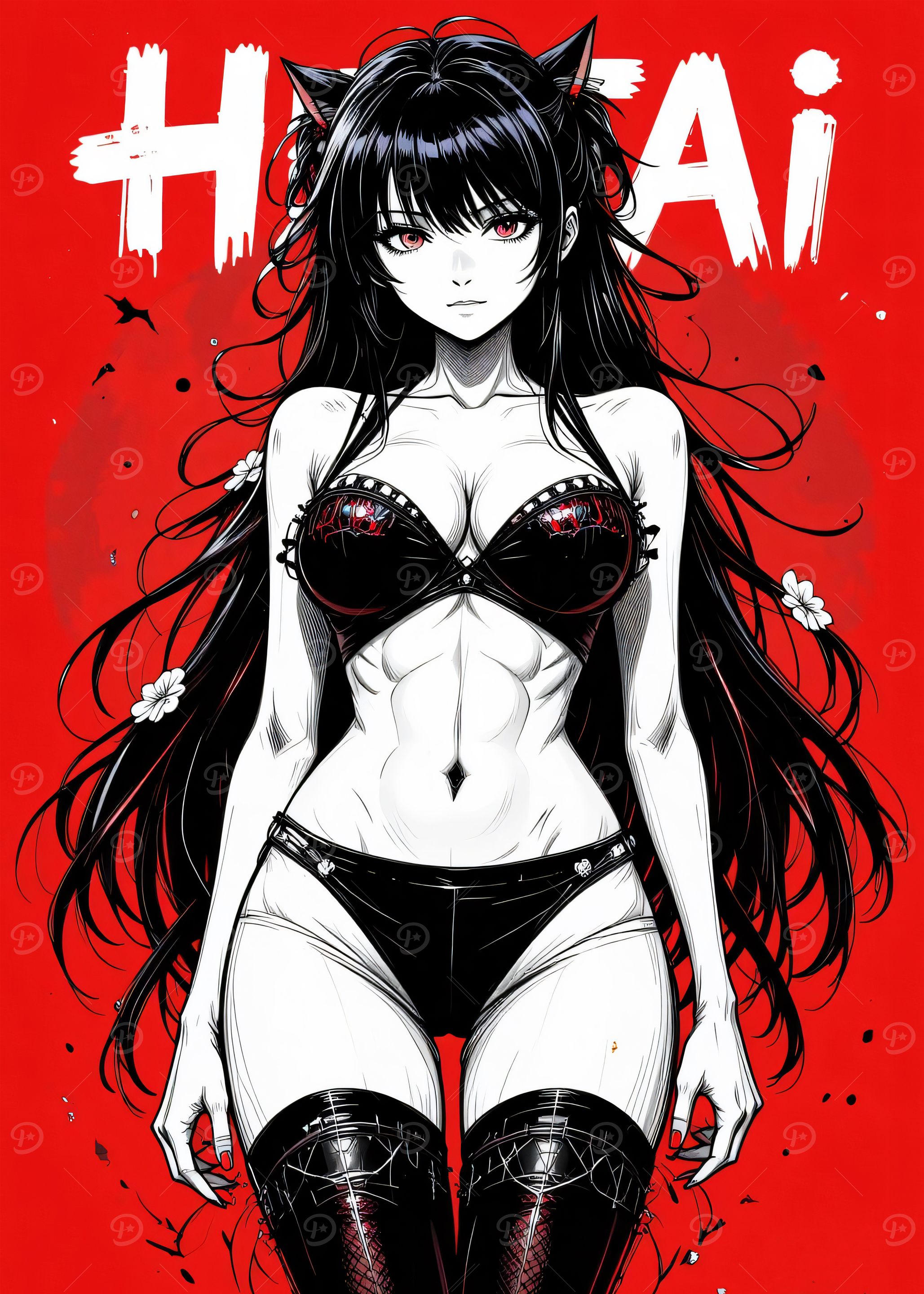 Anime Girl in Black Lingerie