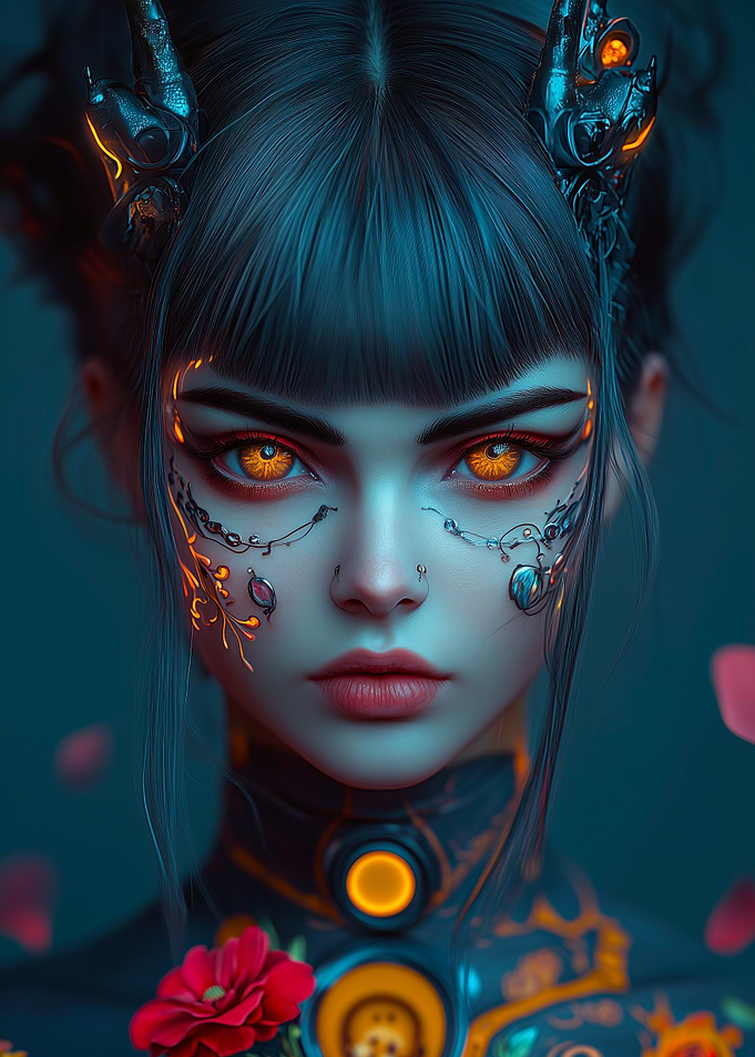 Cyberpunk Woman with Horns