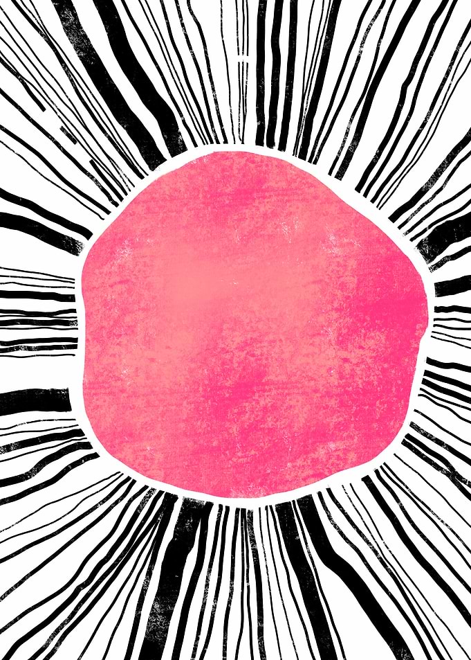 Pink Sunburst Abstract Art